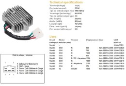 DZE REGULATOR NAPIĘCIA SUZUKI GSX 600R '01-'05; GSX 750R '96-'05; GSX 1000R '01-'04; GSX 1300R HAYABUSA '97-'03; VL 1500 INTRUDE