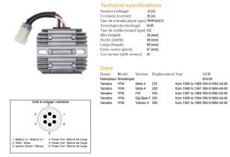 DZE REGULATOR NAPIĘCIA YAMAHA YFM 225/250 MOTO-4 '86-'91; YFM 350 FW '87-'89; YFM 350 BIG BEAR '90-'94; YFM 350X WARRIOR '87-'95