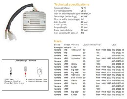 DZE REGULATOR NAPIĘCIA YAMAHA YFM 350 BIG BEAR '96-'99, WARRIOR 350 '96-'01, WOLVERINE 350 '95-'01, YFM 400 KODIAK '98-'99; YFM 