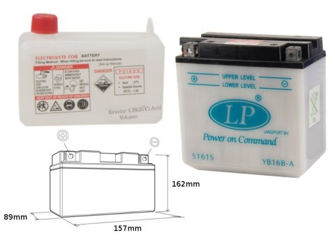LANDPORT AKUMULATOR YB16B-A (MD LB16B-A) 12V 16AH (160X90X158) OBSŁUGOWY - ELEKTROLIT OSOBNO (2) UE2019/1148 LANDPORT AKUMULATOR YB16B-A (MD LB16B-A) 12V 16AH (160X90X158) OBSŁUGOWY - ELEKTROLIT OSOBNO (2) UE2019/1148