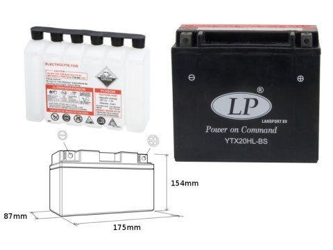 LANDPORT AKUMULATOR YTX20HL-BS (MA LTX20HL-BS) 12V 18AH 175X87X155 BEZOBSŁUGOWY - ELEKTROLIT OSOBNO (2) UE2019/1148 LANDPORT AKUMULATOR YTX20HL-BS (MA LTX20HL-BS) 12V 18AH 175X87X155 BEZOBSŁUGOWY - ELEKTROLIT OSOBNO (2) UE2019/1148