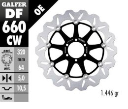 GALFER TARCZA HAMULCOWA PRZÓD APRILIA; BENELLI; BIMOTA; CAGIVA; DUCATI; KTM, MOTO GUZZI; YAMAHA (320X64X5) (WAVE FLOATING)