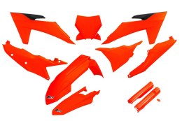 UFO 2024/11 KOMPLET PLASTIKÓW (FULL KIT) Z OSŁONAMI TELESKOPÓW (AMORTYZATORÓW) KTM SX 125 / 250 / 300 TBI '23-'24, SX-F 250 / 35