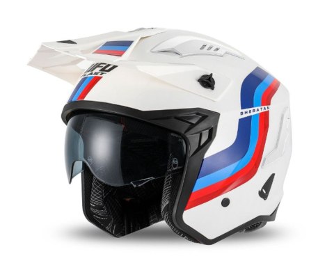 UFO KASK SHERATAN JET / TRIAL Z BLENDĄ PRZECIWSŁONECZNĄ KOLOR BIAŁY NIEBIESKI CZERWONY ROZMIAR L ( ECE 22R06 ) - KOLEKCJA 2025 UFO KASK SHERATAN JET / TRIAL Z BLENDĄ PRZECIWSŁONECZNĄ KOLOR BIAŁY NIEBIESKI CZERWONY ROZMIAR L ( ECE 22R06 ) - KOLEKCJA 2025