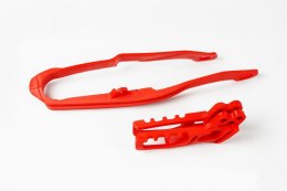 UFO KOMPLET ŚLIZG + PROWADNICA ŁAŃCUCHA HONDA CR 125/250, CRF 250R/X, 450R/X '05-06, KOLOR CZERWONY