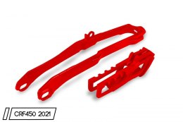 UFO KOMPLET ŚLIZG + PROWADNICA ŁAŃCUCHA HONDA CRF 250 R '20-'25 , CRF 250 RX '21-'25 , CRF 450 R / RX '19-'25 KOLOR CZERWONY