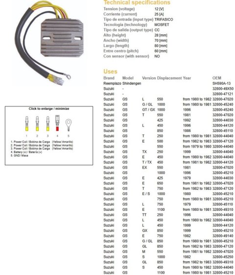DZE REGULATOR NAPIĘCIA SUZUKI GS 250/400/450/550/650/750/1000; GSX 400/750/1000/1100 (ESR100,ESR090) DZE REGULATOR NAPIĘCIA SUZUKI GS 250/400/450/550/650/750/1000; GSX 400/750/1000/1100 (ESR100,ESR090)