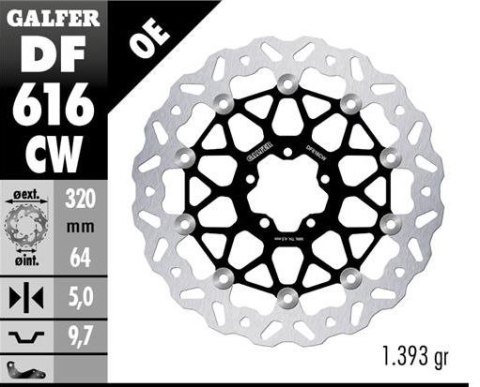 GALFER TARCZA HAMULCOWA PRZÓD KTM 890SMT '23-'25 (WAVE FLOATING) (320X64X5MM) GALFER TARCZA HAMULCOWA PRZÓD KTM 890SMT '23-'25 (WAVE FLOATING) (320X64X5MM)