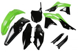UFO KOMPLET PLASTIKÓW (FULL KIT) Z OSŁONAMI TELESKOPÓW (AMORTYZATORÓW) KAWASAKI KXF 250 '13 KOLOR OEM (ZIELONY/CZARNY) (KA219E99