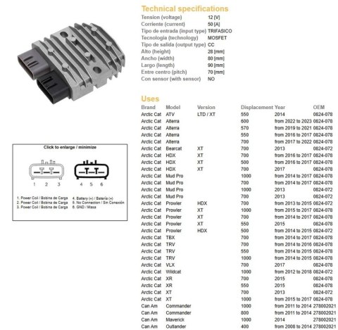 DZE REGULATOR NAPIĘCIA CAN-AM 400/500/650/800/1000; HONDA TRX 500/650/680; KAWASAKI KVF 750 12-13; POLARIS 400/500/550/570/800/9 DZE REGULATOR NAPIĘCIA CAN-AM 400/500/650/800/1000; HONDA TRX 500/650/680; KAWASAKI KVF 750 12-13; POLARIS 400/500/550/570/800/9