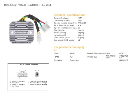 DZE REGULATOR NAPIĘCIA HONDA XL 600V TRANSALP '89-'99 (SH 538D-13; ESR640; RGU-144) DZE REGULATOR NAPIĘCIA HONDA XL 600V TRANSALP '89-'99 (SH 538D-13; ESR640; RGU-144)