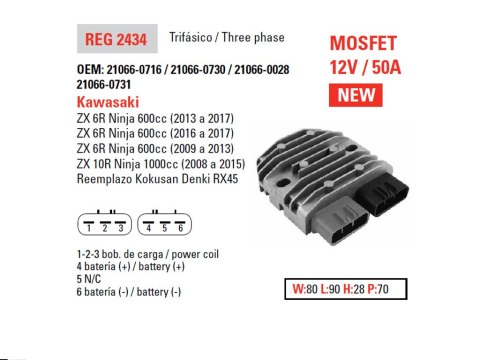 DZE REGULATOR NAPIĘCIA KAWASAKI ZX 600R NINJA '08-'17; ZX 6R NINJA '08-'17 (ESR596) DZE REGULATOR NAPIĘCIA KAWASAKI ZX 600R NINJA '08-'17; ZX 6R NINJA '08-'17 (ESR596)