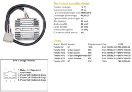 DZE REGULATOR NAPIĘCIA YAMAHA XVS 650 V-STAR '01-'16; YZF 750 R7 '99; FZ 1000 '01-'05; (5KP-81960-00) (35A) (ESR266) (5FL-81960-