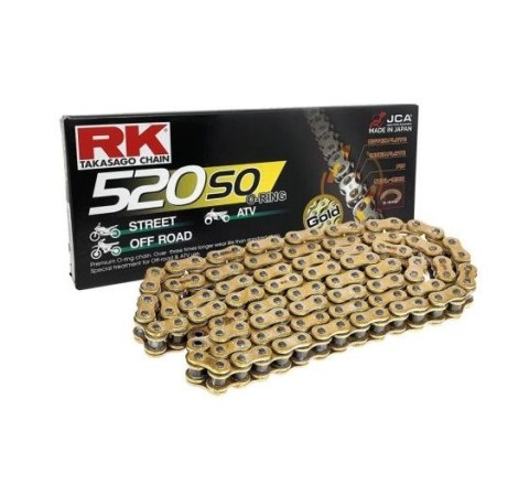 RK ŁAŃCUCH NAPĘDOWY 520SO-120 (O-RING) ZAKUWKA (CLF) W ZESTAWIE KOLOR ZŁOTY (POJEMNOŚĆ: DO 400 CCM) (30,5 KN)