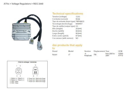 DZE REGULATOR NAPIĘCIA SUZUKI LT-A 700 KING QUAD '05-'07 (32800-41F10) MOSFET (50A) DZE REGULATOR NAPIĘCIA SUZUKI LT-A 700 KING QUAD '05-'07 (32800-41F10) MOSFET (50A)