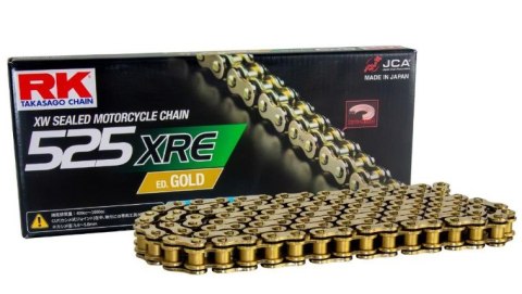 RK ŁAŃCUCH NAPĘDOWY GB525XRE-118 (XW-RING) ZAKUWKA (CLF) W ZESTAWIE KOLOR ZŁOTY (POJEMNOŚĆ: DO 1000 CCM) (42 KN)