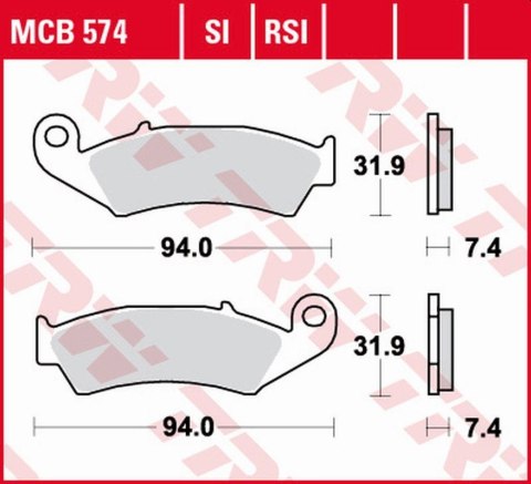 TRW ZF KLOCKI HAMULCOWE KH125 ORGANIC HONDA XLR 125R '98-'99, NX 250 '88-'95, XL 250R BAJA '88-'91, XR 250R '88-'95, XR 600R '88