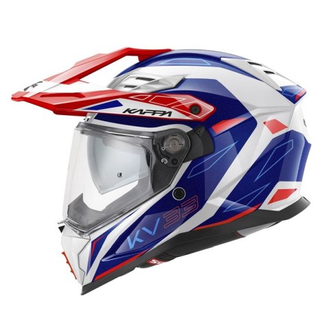KAPPA KASK KV33 GRAPHIC WIZZARD ENDURO DUAL OFF ROAD Z SZYBĄ I BLENDĄ KOLOR BIAŁY CZERWONY NIEBIESKI ROZMIAR 56 / S (HOMOLOGACJA