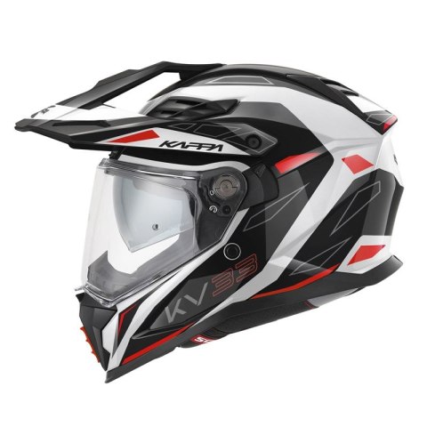 KAPPA KASK KV33 GRAPHIC WIZZARD ENDURO DUAL OFF ROAD Z SZYBĄ I BLENDĄ KOLOR CZARNY BIAŁY CZERWONY ROZMIAR 54 / XS (HOMOLOGACJA E