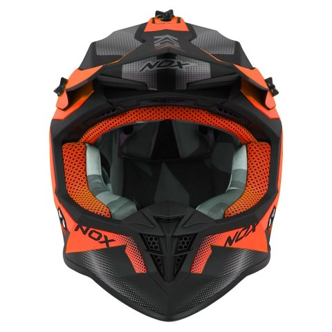 NOX PROMOCJA KASK CROSS / OFFROAD N633 FUSION KOLOR CZARNY MAT/POMARAŃCZOWY ROZMIAR L (ZAPIĘCIE MIKROMETRYCZNE)