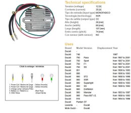 DZE REGULATOR NAPIĘCIA DUCATI 748/750/851/888/900/906/916 '87-'01 (JEDNOFAZOWY, 35A) (ESR510;ESR515)