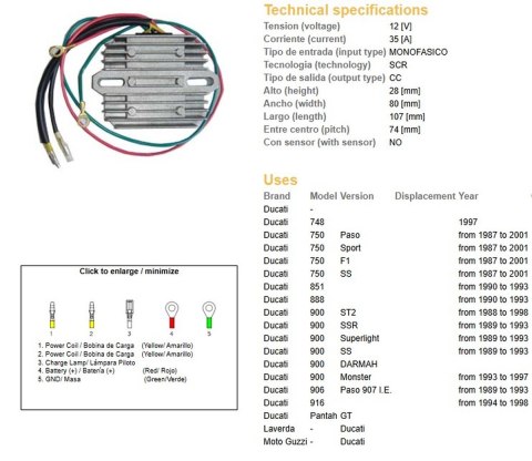 DZE REGULATOR NAPIĘCIA DUCATI 748/750/851/888/900/906/916