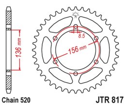 JT ZĘBATKA TYLNA 830 46 DERBI 659 MULHACEN '07-12, SUZUKI RGV/TV 250 '89-90 (83046JT) (ŁAŃC. 630)