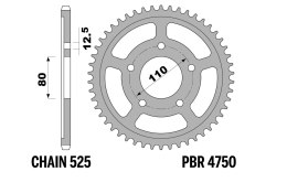 PBR ZĘBATKA TYLNA 4750 42 HONDA CRF 1000 / 1100 L AFRICA TWIN / ADVENTURE SPORT '16-'23 (475042JTZBK) (ŁAŃC. 525) KOLOR CZARNY (