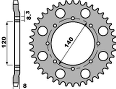 PBR ZĘBATKA TYLNA 506 44 C45 KAWASAKI KLR 600 '84-'90 (JTR477.44) (ŁAŃC. 520) (STD.+1) (MADE IN ITALY)