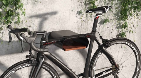 BIKETEC WIESZAK ŚCIENNY NA ROWER (WALL BIKE RACK) KOLOR CZARNY Z PÓŁKĄ