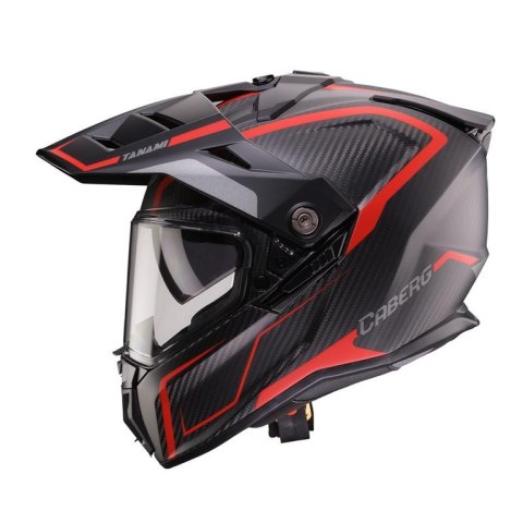 CABERG 2026 KASK OFFROAD / TRAIL / ADVENTURE DUOSPORT (DUAL) TANAMI CARBON GRAVITY KOLOR CZERWONY/SZARY ROZMIAR L