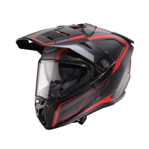 CABERG 2026 KASK OFFROAD / TRAIL / ADVENTURE DUOSPORT (DUAL) TANAMI CARBON GRAVITY KOLOR CZERWONY/SZARY ROZMIAR M