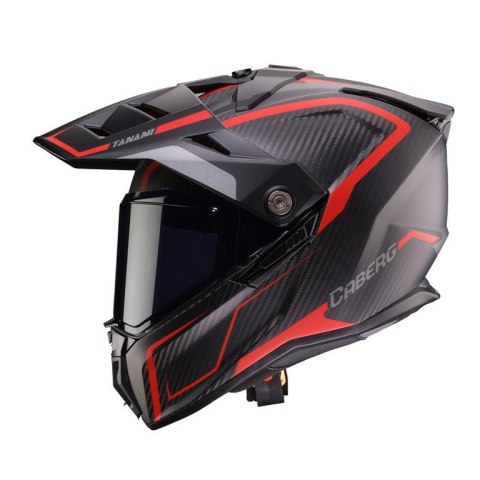 CABERG 2026 KASK OFFROAD / TRAIL / ADVENTURE DUOSPORT (DUAL) TANAMI CARBON GRAVITY KOLOR CZERWONY/SZARY ROZMIAR M