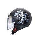 CABERG KASK OTWARTY JET Z BLENDĄ MODEL RIVIERA V4X MIA KOLOR CZARNY MAT/BIAŁY/SZARY (KWIATY / MOTYLE) ROZMIAR XXS