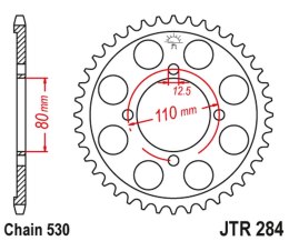 JT ZĘBATKA TYLNA 284 38 HONDA CB 650 Z,A,B,C '79-'82 (28438JT) (ŁAŃC. 530)