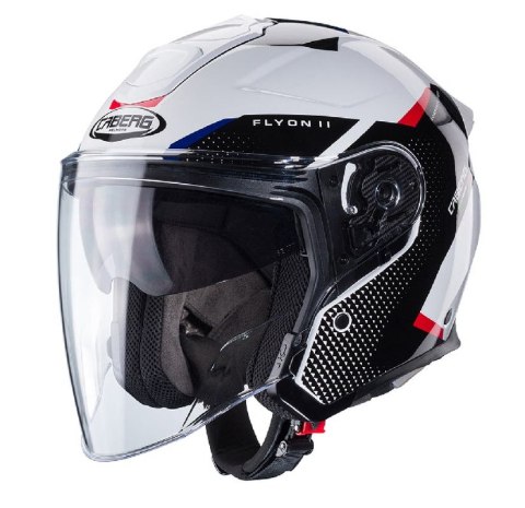 CABERG PROMOCJA KASK OTWARTY JET OTWARTY FLYON II BOSS KOLOR BIAŁY/CZARNY/CZERWONY/NIEBIESKI ROZMIAR S