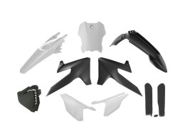 RACETECH (RTECH) KOMPLET PLASTIKÓW Z OSŁONAMI TELESKOPÓW TRIUMPH TF 250 X '24-'26, TF 450 RC '25-'26 KOLOR CZARNY / BIAŁY