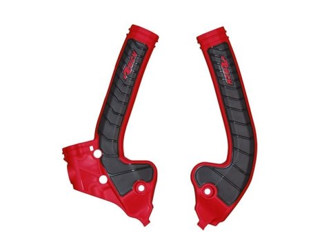 RACETECH (RTECH) 2025/12 OSŁONY RAMY (KOMPLET) BI-MATERIAL SUPER GRIP GAS GAS MC 85 '21-'24 KOLOR CZERWONY / CZARNY