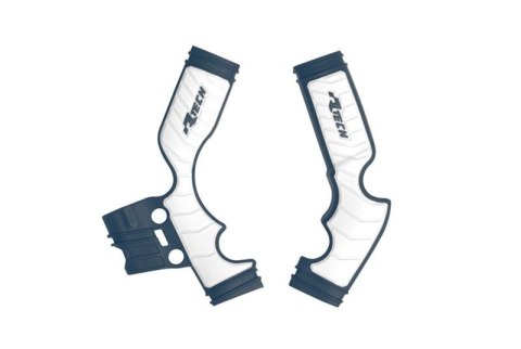 RACETECH (RTECH) 2025/12 OSŁONY RAMY (KOMPLET) BI-MATERIAL SUPER GRIP HUSQVARNA TC 65 '17-'24 KOLOR NIEBIESKI / BIAŁY