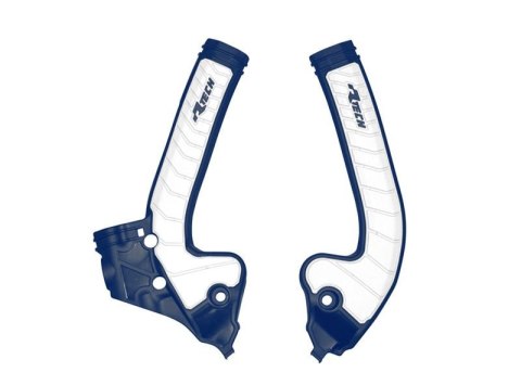 RACETECH (RTECH) 2025/12 OSŁONY RAMY (KOMPLET) BI-MATERIAL SUPER GRIP HUSQVARNA TC 85 '18-'24 KOLOR NIEBIESKI / BIAŁY