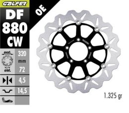 GALFER TARCZA HAMULCOWA PRZÓD DUCATI 749/848/899/959/999 '03-; MONSTER 1100 '09; PANIGALE V2 955 '21- (WAVE FLOATING) (320X72X4,