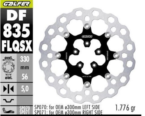 GALFER TARCZA HAMULCOWA PRZÓD HARLEY-DAVIDSON (330X56X5) PŁYWAJĄCA (CUBIQ) (SUPER OVERSIZE) (WYMAGA SP070; SP071)