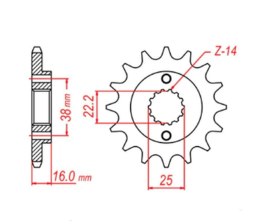 MTX PARTS ZĘBATKA PRZEDNIA 490 15 DUCATI MONSTER 600/750/900 (JTF736.15) (ŁAŃC. 520)