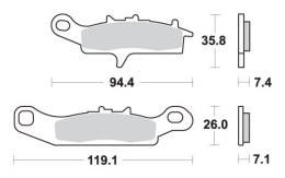 SBS PROMOCJA KLOCKI HAMULCOWE KH349 OFF-ROAD SINTER KOLOR ZŁOTY PASUJE DO: KAWASAKI KFX 450 '07-'15, KVF 650 BRUTE FORCE '05-'11