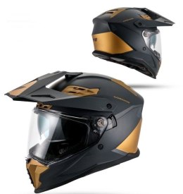 UFO 2026/01 KASK COSMOS OFFROAD / DUAL / TOURER / CROSSOVER Z SZYBĄ, DASZKIEM I BLENDĄ PRZECIWSŁONECZNĄ KOLOR CZARNY/ZŁOTY ROZMI