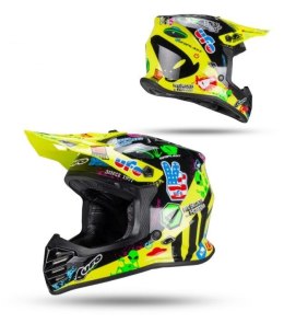 UFO 2026/01 KASK KOREY CROSS DZIECIĘCY / JUNIOR / KID KOLOR CZARNY/ŻÓŁTY NEON ROZMIAR S ( HOMOLOGACJA ECE 22R06, ZAPIĘCIE MIKROM