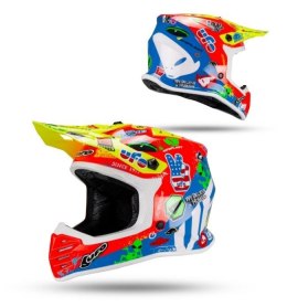 UFO 2026/01 KASK KOREY CROSS DZIECIĘCY / JUNIOR / KID KOLOR NIEBIESKI/CZERWONY/ŻÓŁTY NEON ROZMIAR S ( HOMOLOGACJA ECE 22R06, ZAP