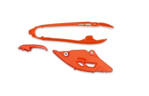 UFO 2026/01 KOMPLET ŚLIZG + PROWADNICA ŁAŃCUCHA KTM SX 125 / 150 / 250 / 300 '25-'26, SX-F 250 / 350 / 450 '25-'26 KOLOR POMARAŃ