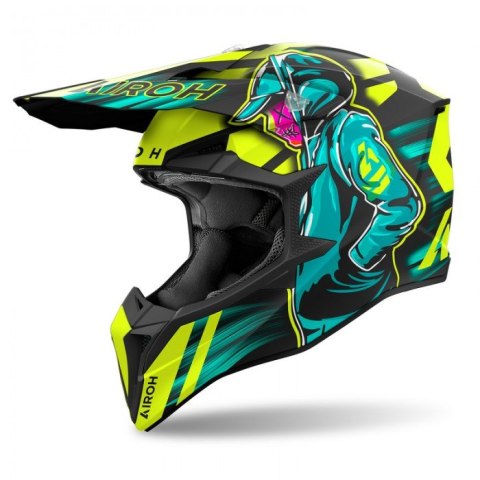 AIROH KASK CROSS / ENDURO / ATV / QUAD WRAAAP CYBER KOLOR ŻÓŁTY FLUO/ZIELONY MAT ROZMIAR L