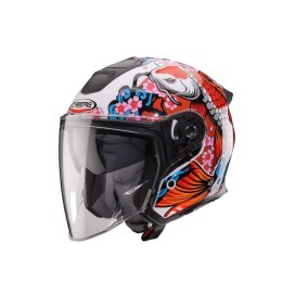 CABERG KASK OTWARTY JET OTWARTY FLYON II KOI BIAŁY/CZERWONY/POMARAŃCZOWY/NIEBIESKI ROZMIAR S